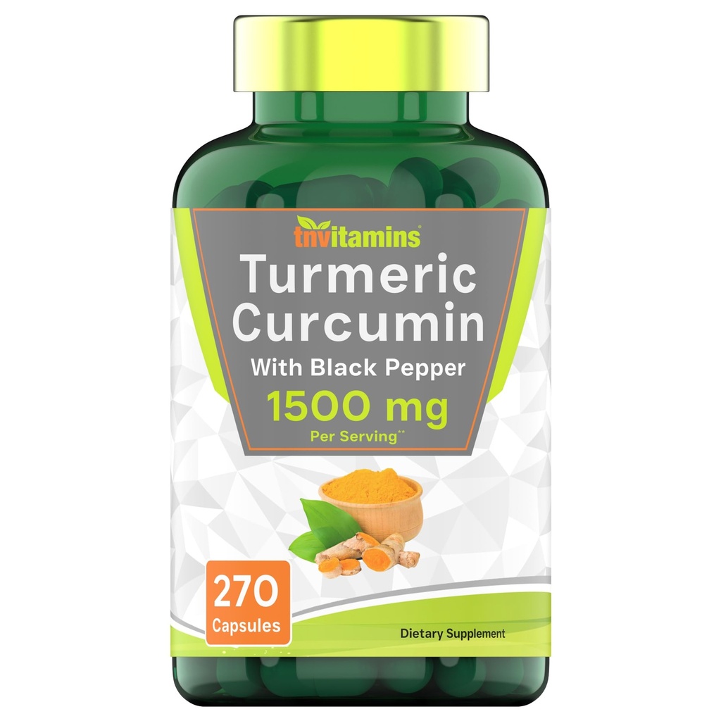 tnvitamiinit Turmeric Curcumin kapselit mustapippuri ... 1500 MG - 270 kapselia ... koko - 3 kuukauden tarjonta!..