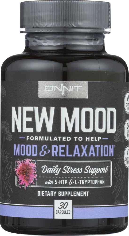 Onnit New Mood Dietary Supplement, Mood & Rentoutuminen, Daily Stress Support, Gluteeniton, 30 kapselia