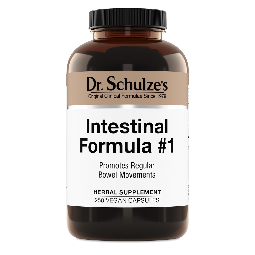 Dr. Schulzes Intestinal Formel #1 - Bowel Movement Supplement för Colon Health Support - Bloating & Constipation Aid - Intestinal Cleanse - All-Natural - Plant-Based - Vegan - 250 Count