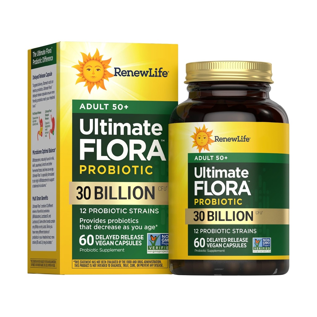 Uusi Life Probiootti Adult 50 Plus Probioottikapselit, Päivittäinen täydennys tukee virtsa-, digestiivinen ja immuuniterveys, L. Rhamnosus GG, Dairy, Soy ja gluteeniton, 30 miljardia PMY, 60 kreivi
