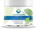 Mega Resveratrol Powder, Pharmaceutical Grade, 99% Pure Micronized Trans-Resveratrol, 60 Grams Powder, Puhtaus Certified. Apuaineeton.