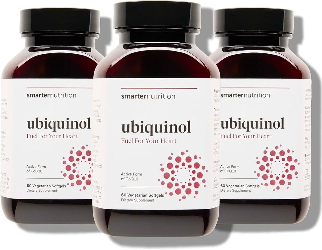 SMARTERNUTRITION Ubiquinol 100mg + Natural Plant-Baseed Complete Omega 3 6 9 - Kliinisesti tutkittu Ahiflower® Oil - Ultra Absorptio CoQ10 sydäntuki - ei-GMO - 180 Softgels[90-päivä tarjonta]