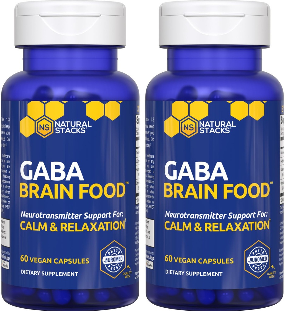 GABA Brain Food - GABA Supplement with L-Citrulline & Grape Seed Extract - Tukee rauhoittavaa ja rentoutumista - Nighttime Sleep Aid - Tukee tuotantoa Gamma Aminovoihappo - 120 L-Citrulline Kapselit
