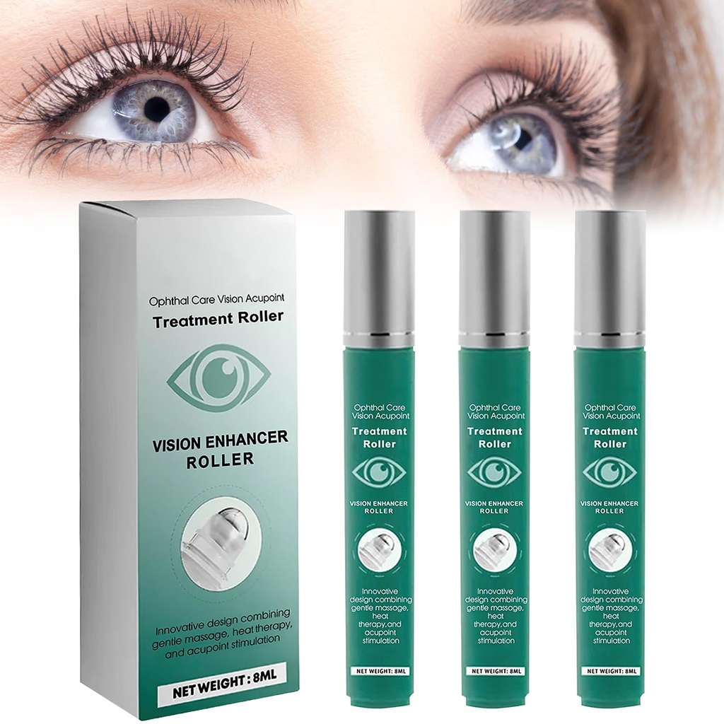 Vision Enhance hieronta rulla, Eye Roller parantaa Visual Clarity, Natural Vision Enhancer rulla, Relieve Eye kanta, väsymys, ja epämukava 8 ml (3 kpl)