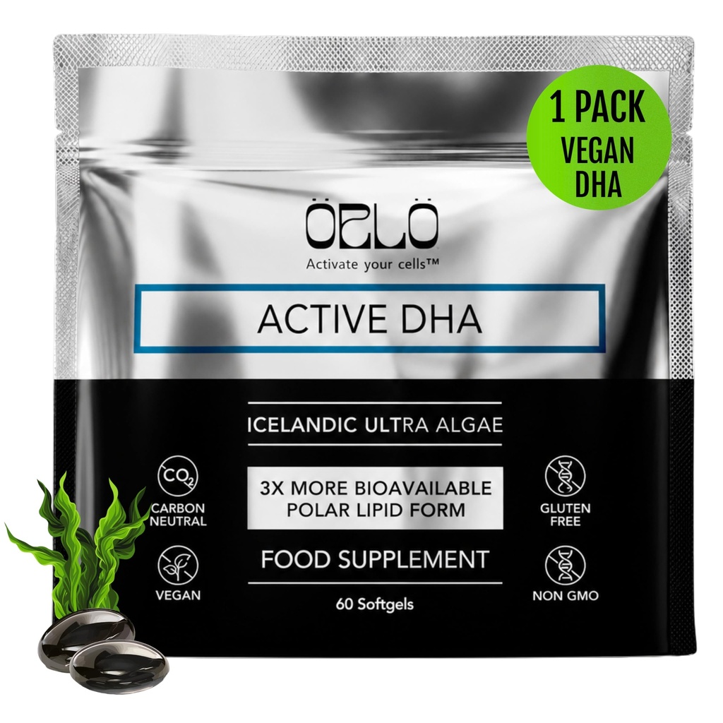 Orlo DHA – Vegan DHA Supplement (EPA & DHA) – Omega 3 Fish Oil & Krill Alternative – Plant-Based Omega-3 Algerolja – Brain & Heart Support (60 Mini Burpless Softgels)
