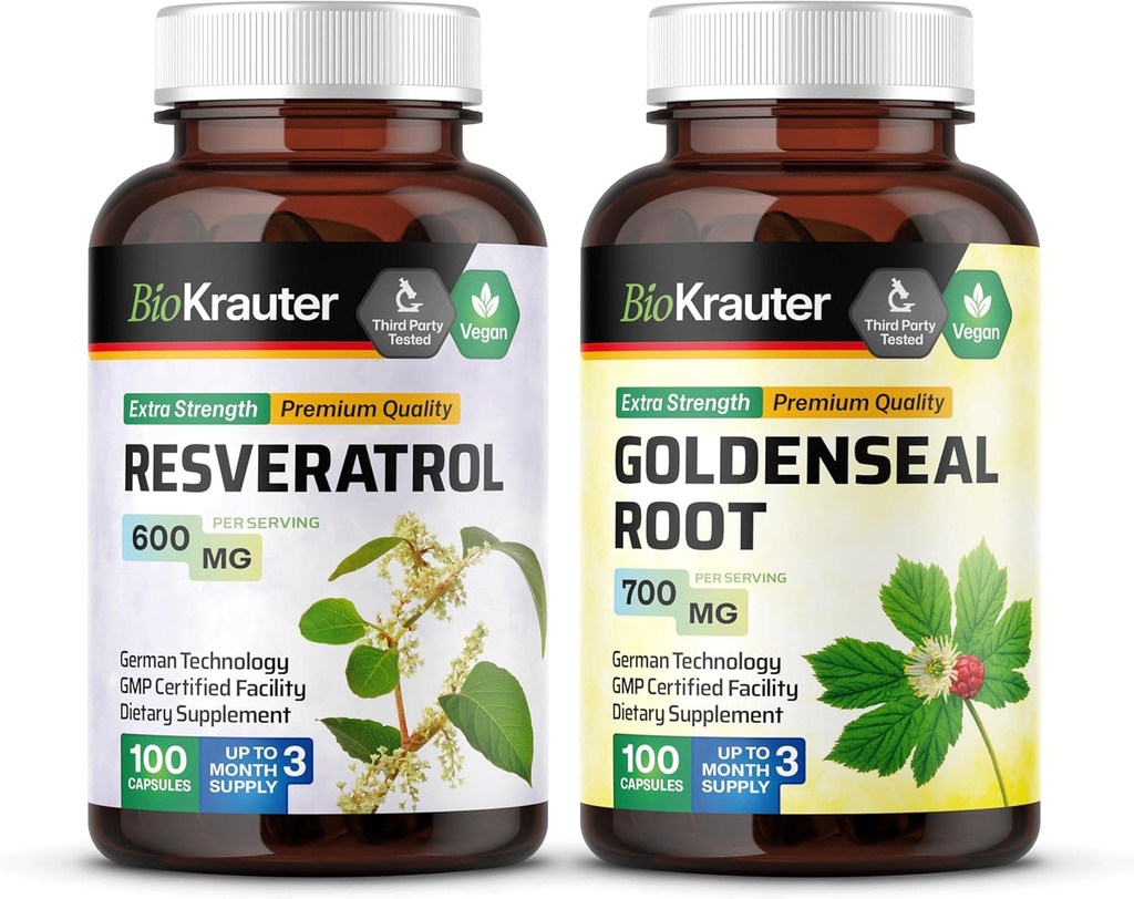 BIO KRAUTER Resveratrol 100 kapselia & Goldenseal 100 kapselia