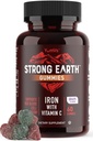 YUM-V's Strong Earth Silitysrauta C-vitamiini Gummies (60 Count) - Rauta täydentää C-vitamiini Gummy - Veri Builder Anemia FE Rauta Gummies, Rauta Supplement naisten ja miesten
