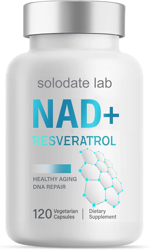 solodate lab NAD + Supplement 1000mg, True NAD + & Resveratrol, 120 Caps