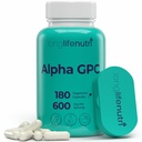 Alpha GPC Choline Supplement 600mg - 180 vegetariska kapslar, hög renhet Nootropic för daglig energi, 3-månaders leverans, acetylkolinkälla för kognitiv och mental klarhet, GMP Certified, Made in USA