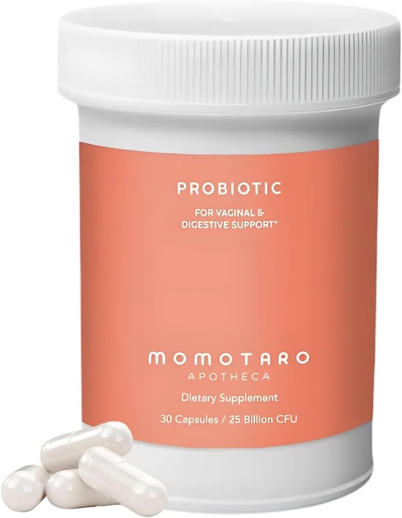MOMOTARO APOTHECA Organic Probiotics for Women Vaginal & Digestive Supplement, 25 miljardia PMY - Prebiootit & Lactobacillus Blend Supplements - Feminiini Terve emätin Odor & Flora - 30 kapselia