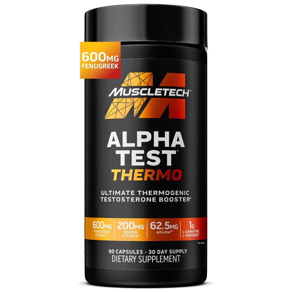 LihasTech Thermogenic Testosteroni Booster miehille, AlphaTest Thermo - T-Boost Miesten täydentää Tribulus Terrestris - Mies kuntosali harjoittelu täydentää lihasten kasvua, kestävyys & energia - 90 pillereitä