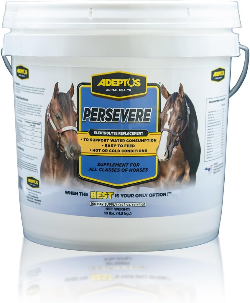 Adeptus Nutrition Persevere Electrolyte Supplement för alla klasser av hästar, stöder Hydration, balanserad formel för Sweat Replacement, Prebiotic Yeast Base, Easy-Feed Powder, 10 Lbs