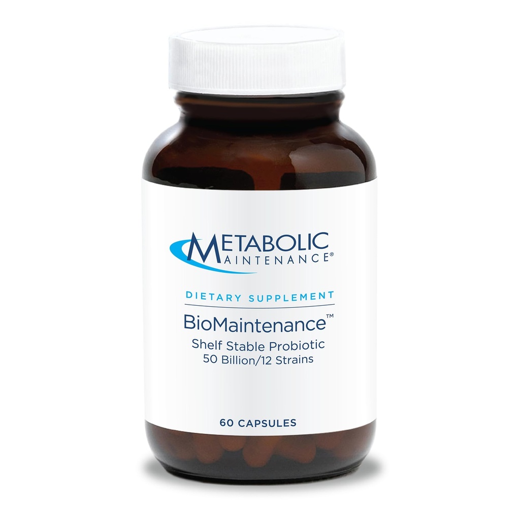 Metabolic Maintenance Biomaintenance Shelf Stable Probiotic - 50 miljarder CFU + 12 Strain Probiotic Gut Health Supplement - Innehåller Lactobacillus Acidophilus + Lactobacillus Gasseri (60 kapslar)