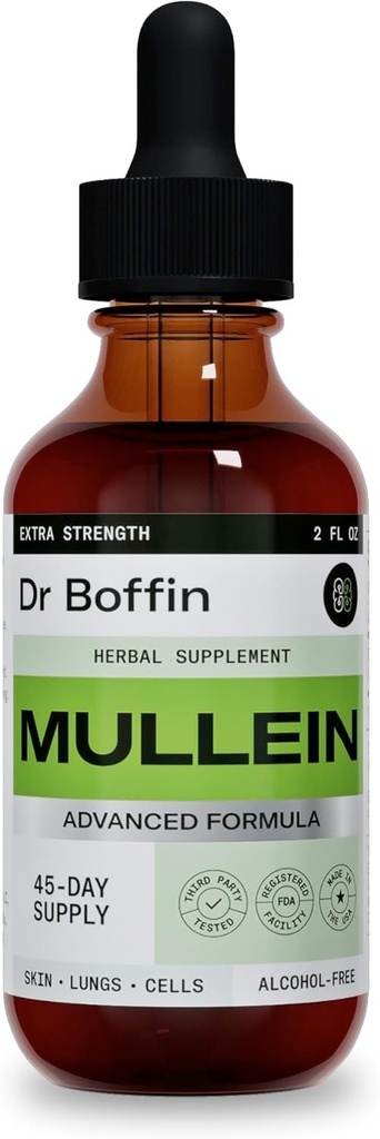 Mullein Leaf Liquid Extract 2 FL OZ - Extra Strenght ... Advanced Formula - Natural Supplement Liquid Tincture - Lung Cleanse and Detox - Hengitysterveys ja immuuni tuki Drops