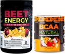 Nutrologia Beet Natural O2, Pre workout Powder, Passion Fruit Flavor (30 tarjoilua) BCAA Natural, Plant Based BCAA Powder, Orange Coconut Flavor (30 tarjoilua)