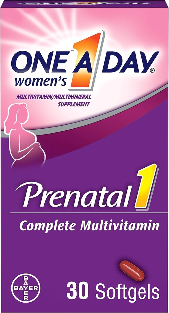 One-A-Day Prenatal 1 med DHA & Folic Acid Softgels, 30 ea (Pack of 4)