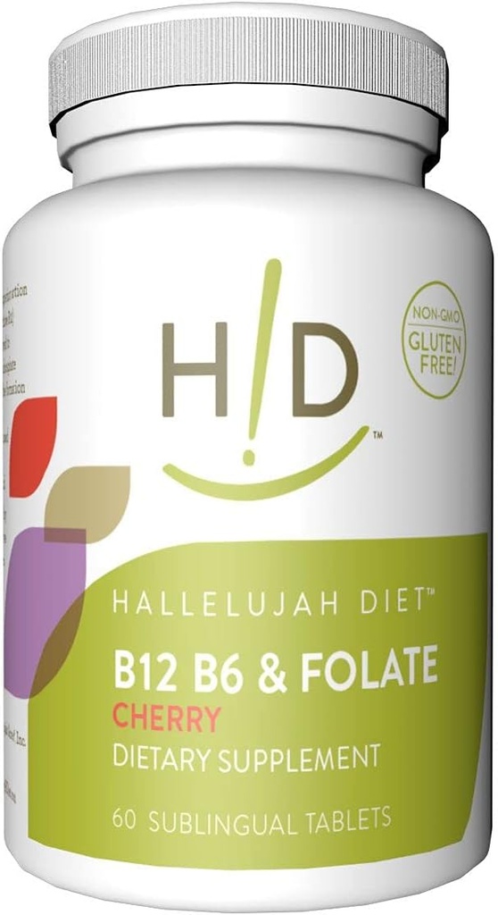 Halleluja ruokavalio B12, B6 & Folate ravintolisät kirsikka maustettu alakieli vitamiineja (60 tablettia)