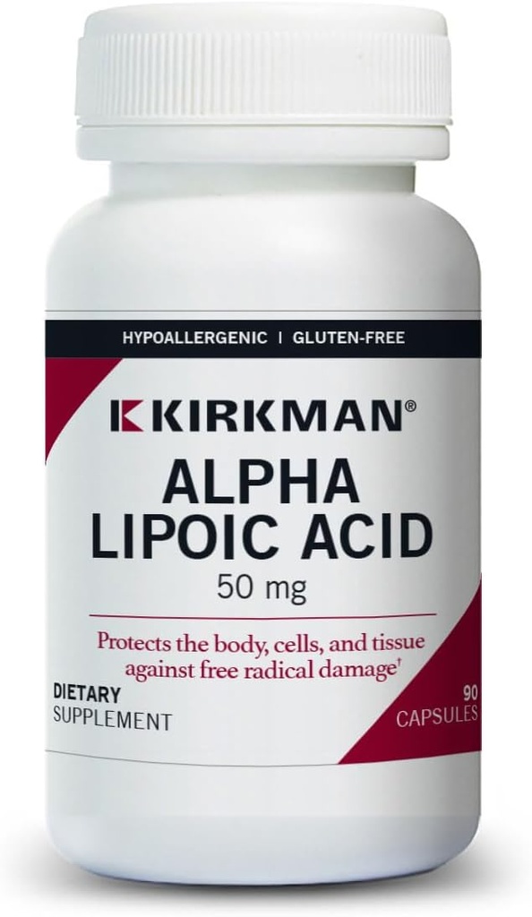 Kirkman - Alpha Lipoic Acid 50 mg - 90 kapselia - Voimakas antioksidantti - Suojaa haitallisilta radikaaleja - Hypoallergenic