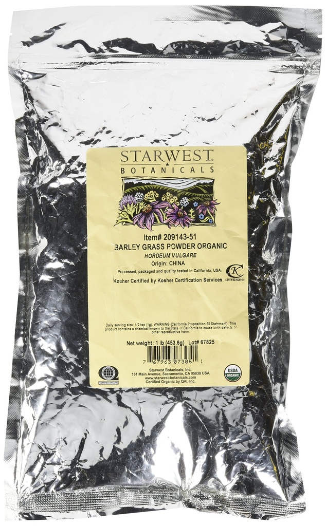 Starwest Botanicals Organic Barley Grass Powder, 1 pund