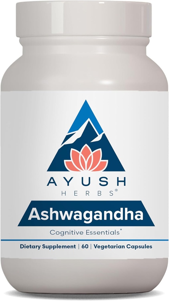 Ayush Herbs Ashwagandha Capsules - Ashwagandha för Män & Kvinnor, Ashwagandha Supplements, Pure Ashwagandha Root Powder för Stress, 500mg per piller - 60 vegetariska Caplets (1 Count)