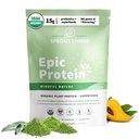 Sprout Living Epic Protein, Plant Based Protein & Superfoods Powder, Mindful Matcha | 17 Grams Organic Protein Powder, Vegan, Non-GMO, Gluten Free, Adaptogens + Nootropics (1 pund, 12 portioner)