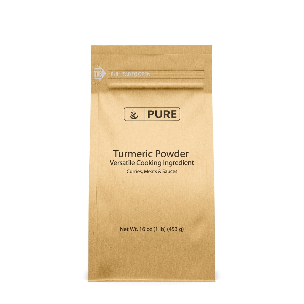 Puhdas Alkuperäinen ainesosat Turmeeric Powder (1 lb), Food Grade, Natural, Spicy Flavor, Curry, Rice, Eco-ystävällinen