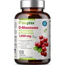 Biophix D-Mannose 1000 mg kapselit karpalo & Probiootit - D Mannose lisäravinteet naisille - D-Mannose pillereitä virtsateiden Tract & virtsarakon terveys tuki - digestiivinen hyvinvointi - 120 Vcaps