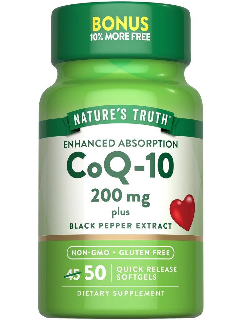 Nature's Truth CoQ10 200mg Softgels ... 50 Count...