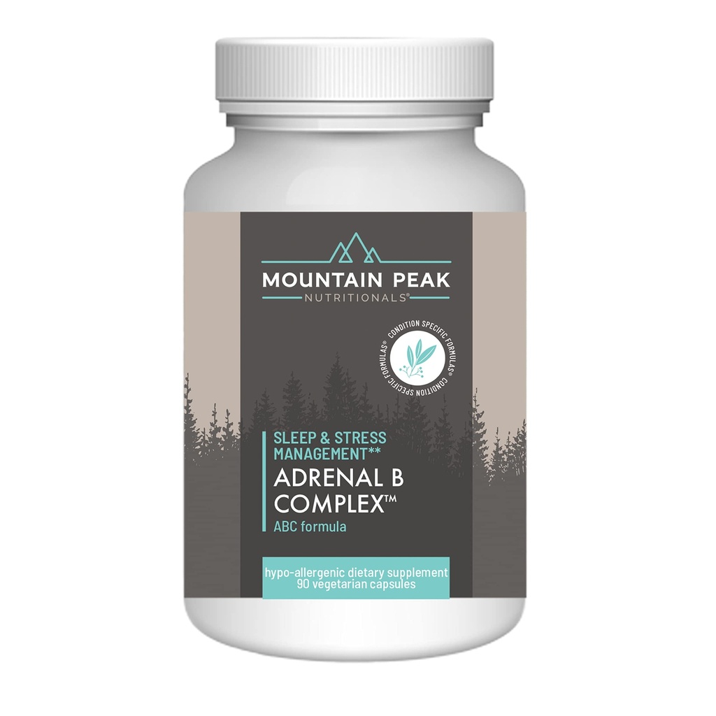 Mountain Peak Adrenal B Complex - Cortisol Support w / Ashwagandha, Vitamin B6, B12 & C - Hjälper till stöd Stressnivåer - Encodcrine & Nervous System Support Supplement (90 vegetariska kapslar)