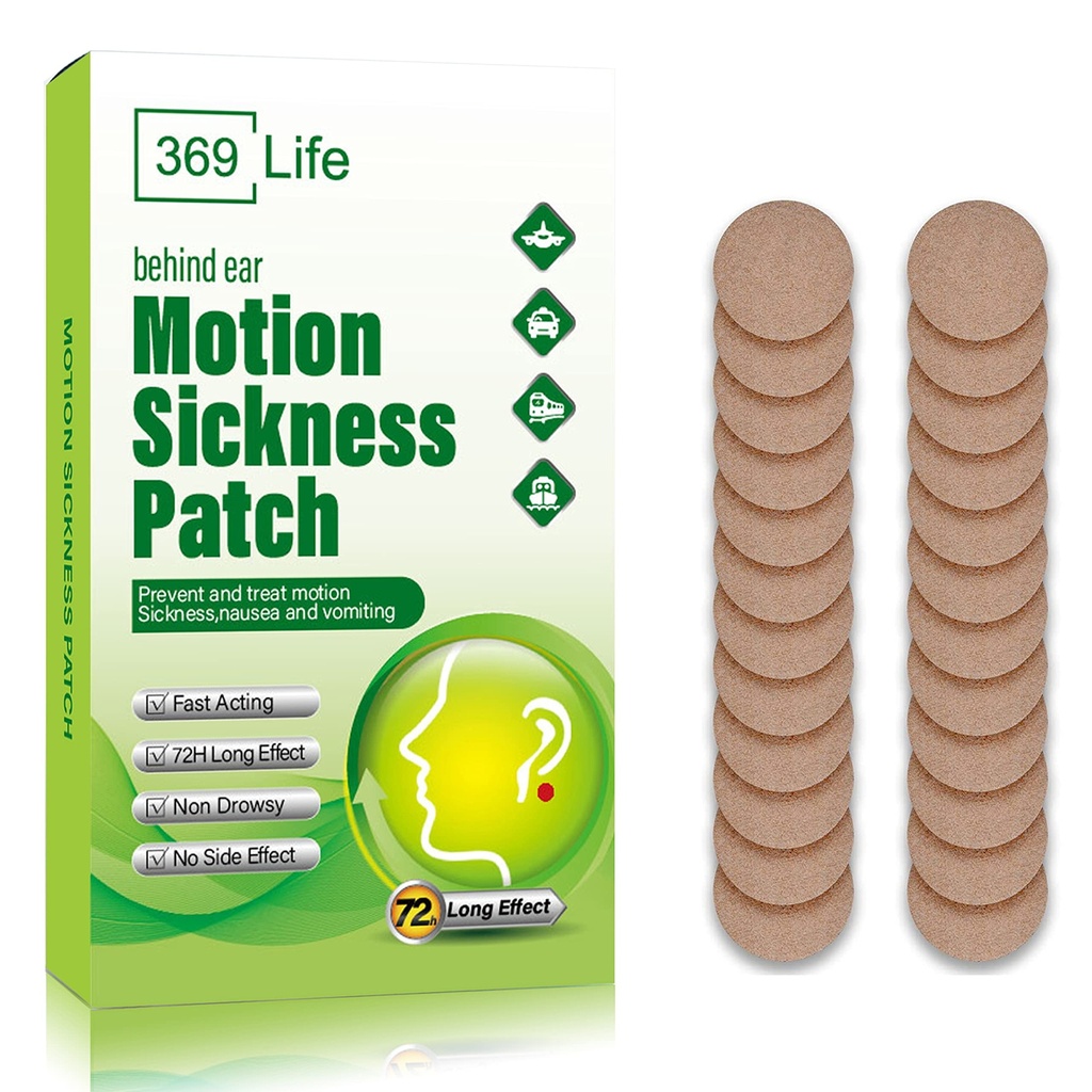 Motion Sickness Patches för bil och båtturer, fartyg, kryssning och flygplan och andra former av transport - Travel Essentials, för vuxna och barn (24 greve)