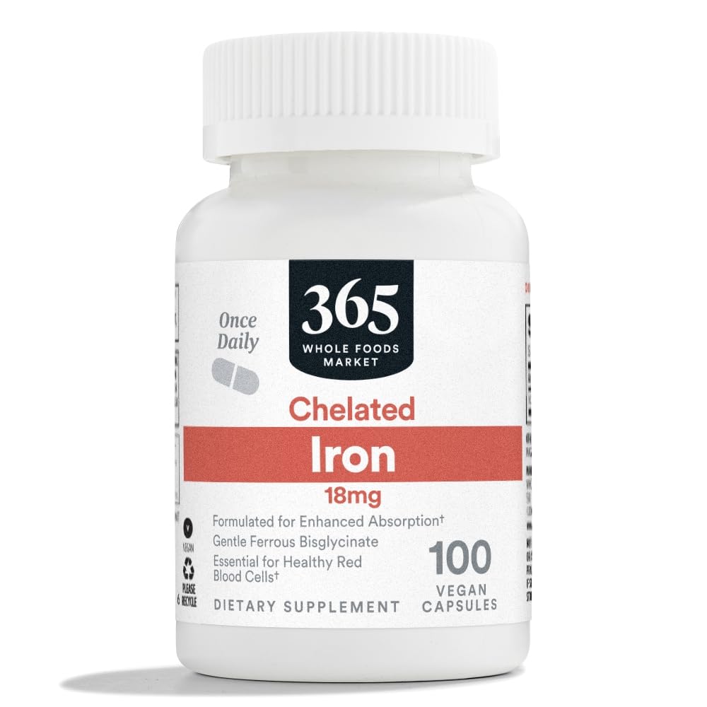 365 by Whole Foods Market, Chelated Iron 18mg, Vegan, 100 kapselia