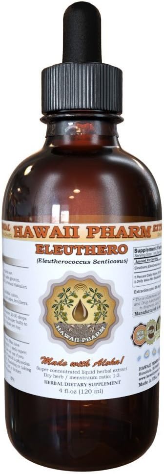 HavaijiPharm Eleuthero Liquid Extract, Organic Eleuthero (Eleutherococcus Senticosus) Siperia Ginseng kuivattu juuria Tincture Supplement 2 oz