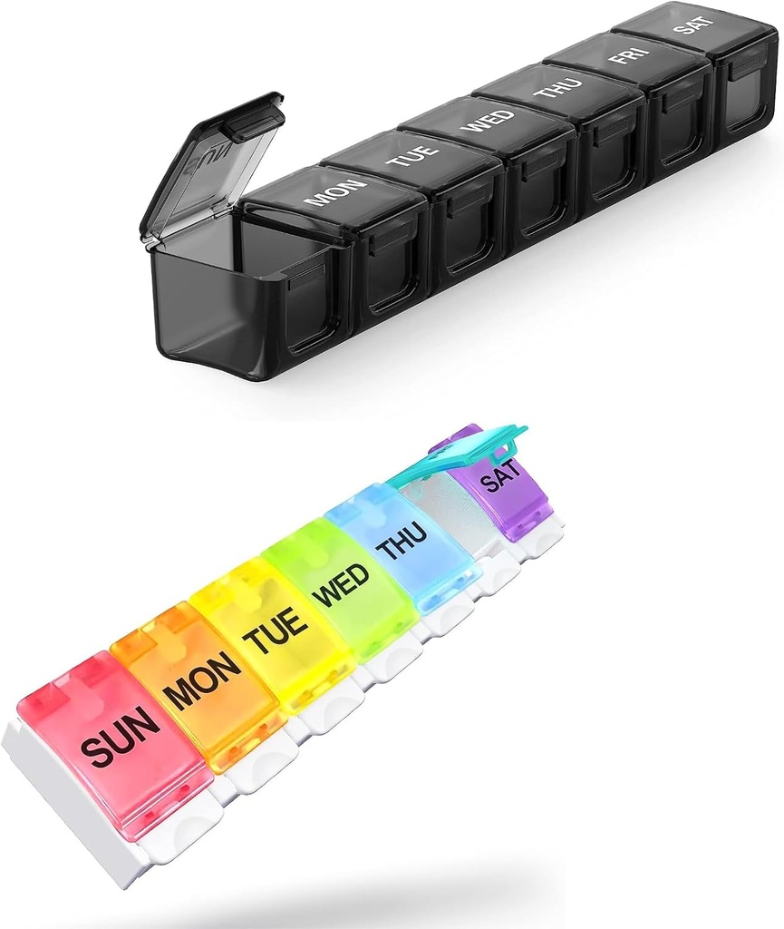 2 Pack Extra Large Pill Organizer, Sukuos Weekly Pill Box, Pill Case, Medicine Organizer för vitaminer, fiskoljor eller tillskott
