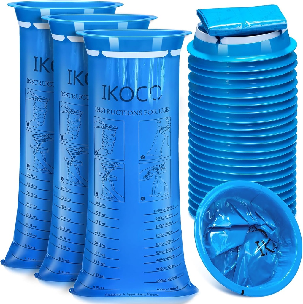 26 Pack Oksennuslaukut Kertakäyttöinen, IKOCO1000ml Vuoto Resistant Emesis heittää laukku, Motion Barf oksennus sairaus pussit matka, pahoinvointi ja auto
