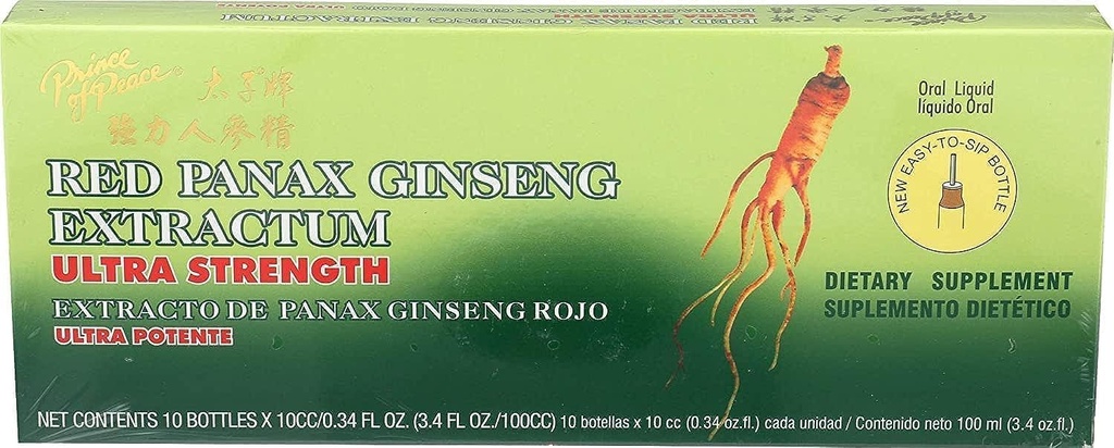 Ultra Strength Red Panax Ginseng Extract - Prince of Peace, 30 btl, 10cc vardera, Pack av 3