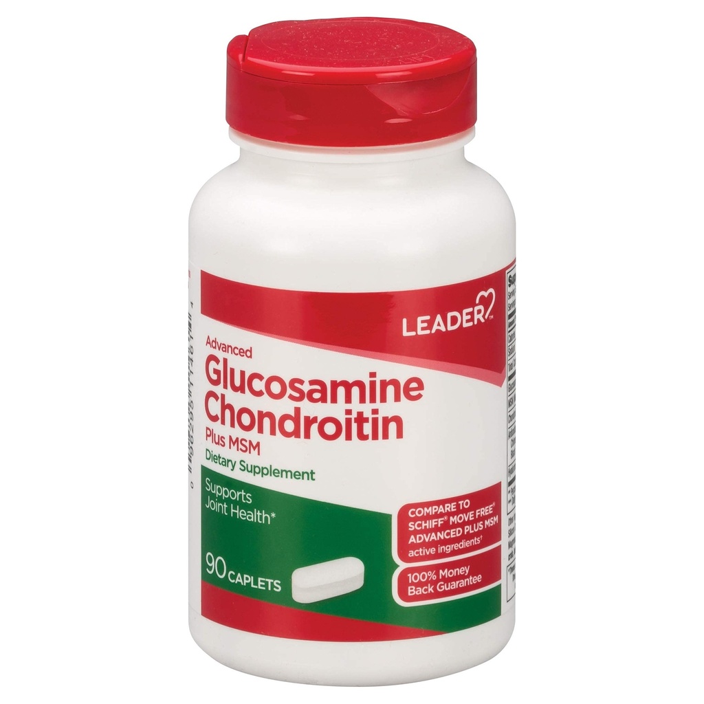 Leader Advanced Glukosamiini Chondroitin Plus MSM, ravintolisä, Vertaa Schiff Move Free Advanced + MSM Aktiivinen ainesosa 90 Caplets