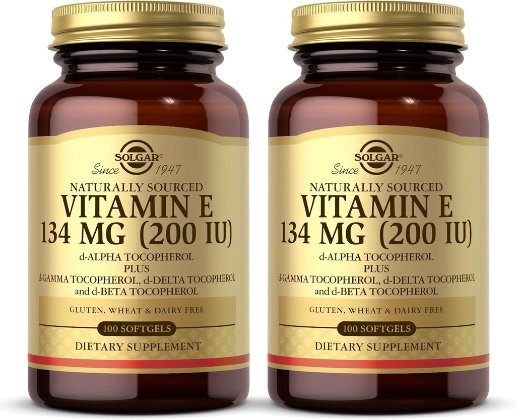 SOLGAR-vitamiini E 200 IU - 100 Softgels, 2 pakkaus - Luonnollinen antioksidantti, Immuunijärjestelmä tuki - Gluteeniton, Dairy Free - 200 Tarjoukset yhteensä