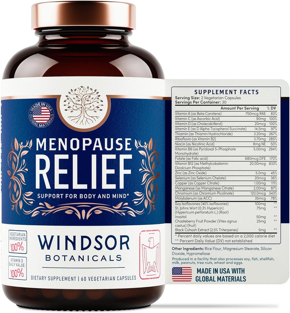 Vaihdevuodet lisäravinteet naisille - Windsor kasvitieteelliset Multivitamiini Chastebriy, Musta Cohosh kuumia välähdyksiä, Menopause Relief ja Hormonitasapaino naisille - 60 Natural Progesteroni Estrogeeni pillereitä