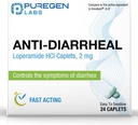 Puregen Labs Diarrheaal Caplets - 24 Count - 2 mg Loperamide Hydrochlorothiaide - Helppo niellä Ripulilääkkeet - ripuli ja vatsakipu - Control Oireet ripuli