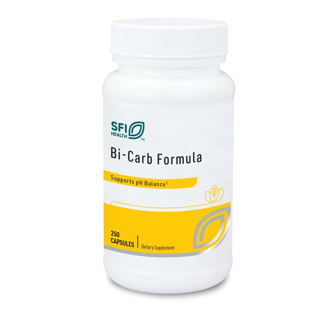SFI Health Natriumbikarbonaatti ja kaliumbikarbonaatti Supplement - Avainkomponentit Ohje Säilytä Terve pH (Acid/Base) Balance - Gastrointestinaalinen tuki - Bi-carb Formula (250 kapselia)