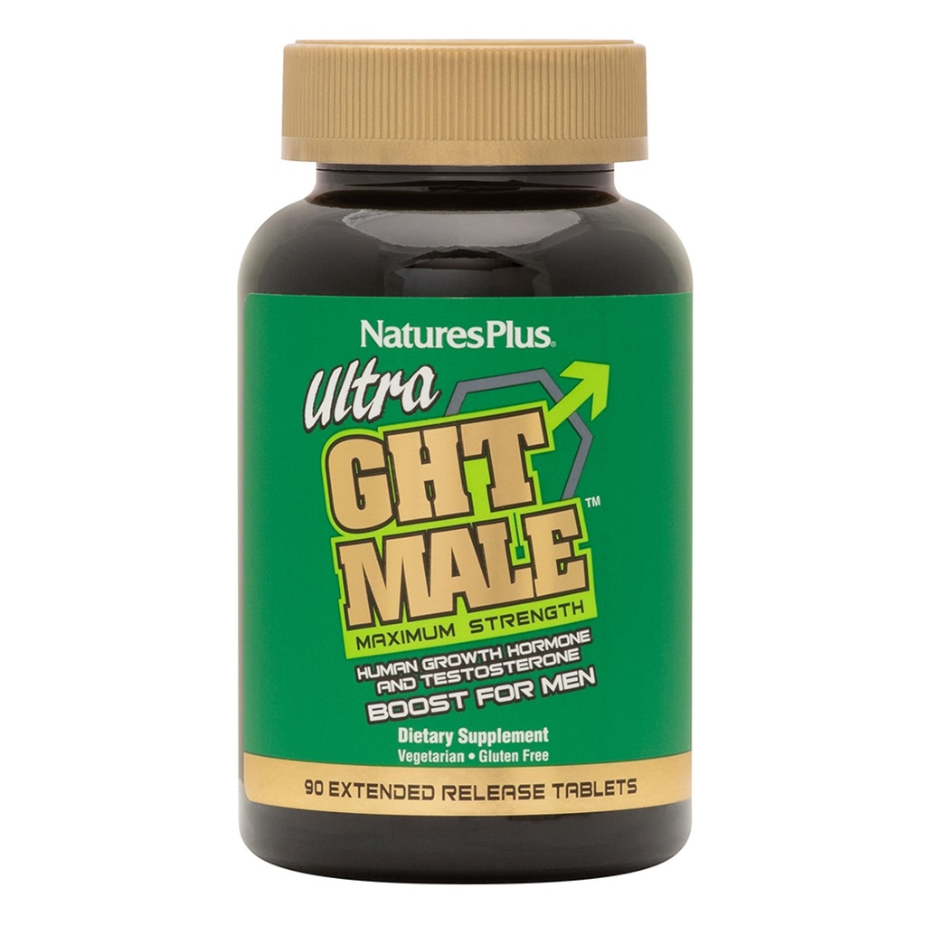 NaturesPlus Ultra GHT Mies Extended Release Bilayer Tabletit - 90 Kasvisruokaa Lisäravinteet - Maximum Strength Natural Testosteroni & Human Growth Hormoni Boost - Gluteeniton - 30 tarjoilu