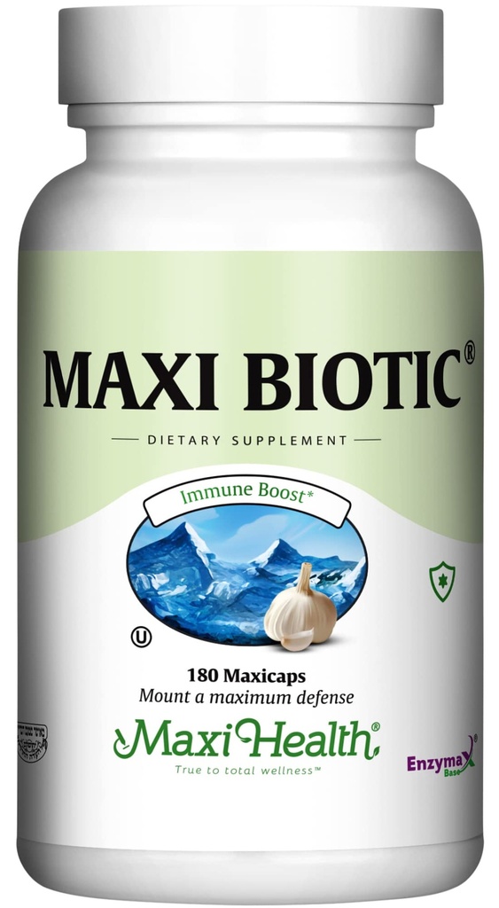 Maxi Health - Maxi Biotic Aged Valkosipuliuutekapselit (180 Count) ... Kyolivalkosipulin lisäravinteet Spirulia, Echinacea, Oregano ja Enzymax - Natural Antioxidantti - Wellness Tuki