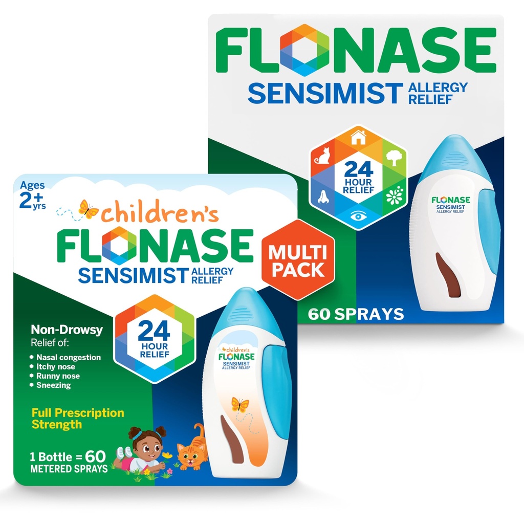 Flonase Sensimist Allergia Relief Nenän Spray aikuisille ja lapsille - 120 Spray Yhteensä (2 pullot 60 Sprays Each)