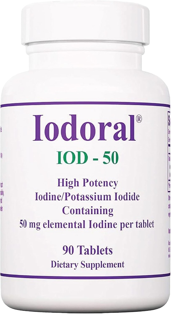 Optimox Iodoral 50 mg Supplement - Kalium Iodide Tabletit, korkea potenssi jodi täydentää, kilpirauhasen tuki, vitamiinit ja mineraalit - 90