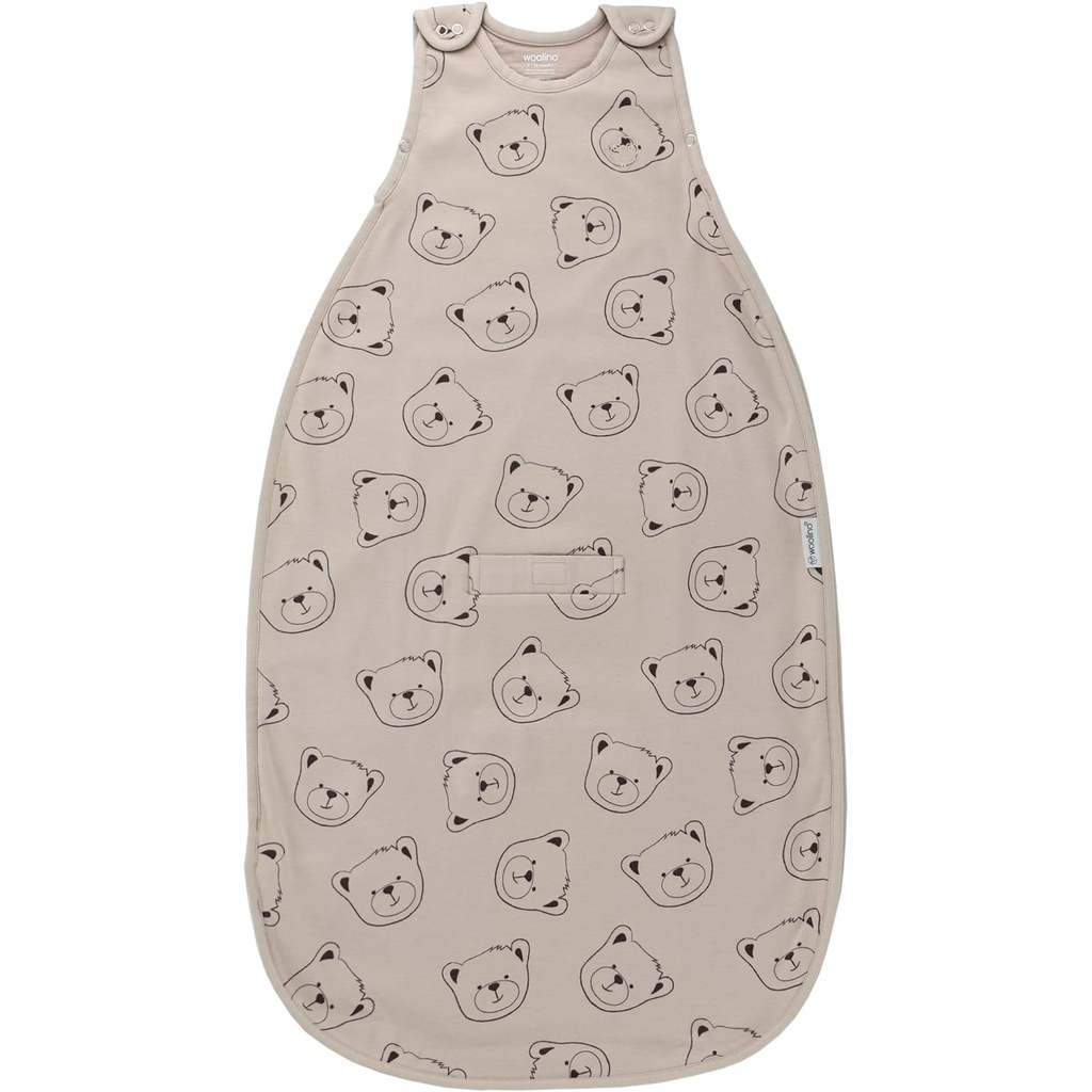 Woolino Merino Wool and Organic Cotton Ultimate Baby Sleep Sack - 4 Season Baby Wearable Blanket - Two-Way Zipper Säädettävä makuupussi - Universal Size (2-24 kuukautta) - Teddy Bear