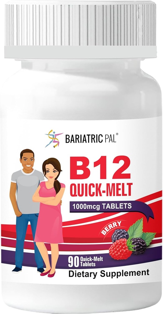 BariatricPal 1000 mcg B12 sokerittomat pikasulat (90 kreivi) - marja