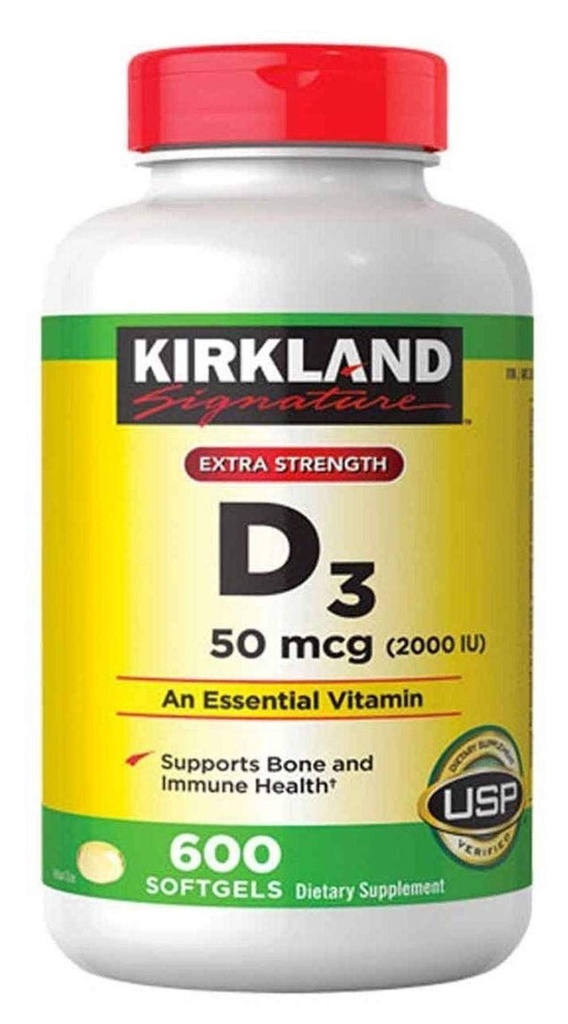 Kirkland Signature Extra Strength D3 50 mikrog, 600 Softgels