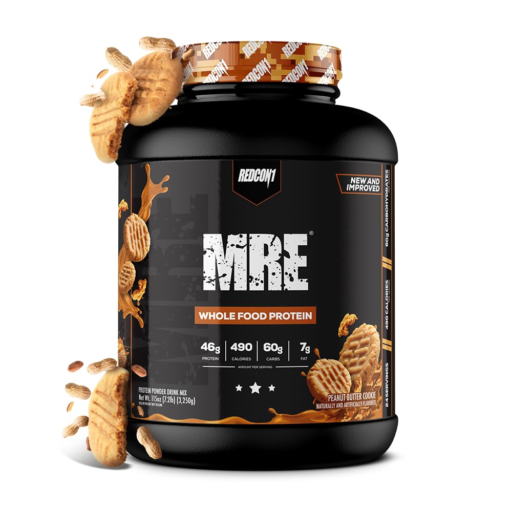 REDCON1 MRE Protein Powder, Peanut Butter Cookie - Ateriankorvike Protein Blend Valmistettu MCT Oil & Whole Foods - Proteiini luonnollisia ainesosia Apua lihasten Recovery (25 Servings)