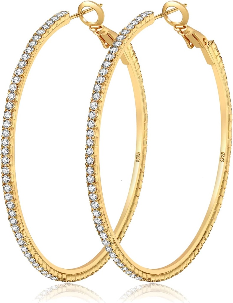 MOROTOLE 14K kultainen tekojalokivi korvakorut - Muoti ohut isot vanteet, hypoallergenic, 20/30/40/50/60/70mm