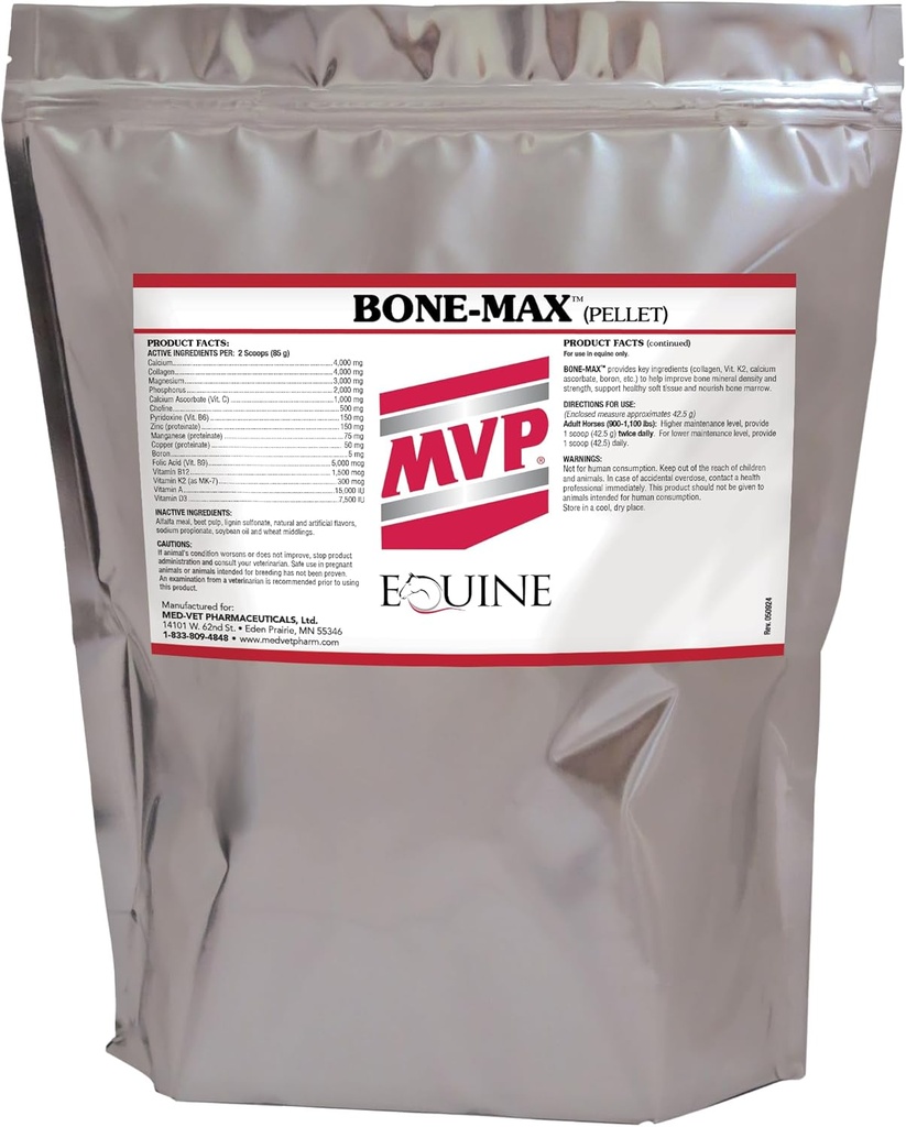 MVP Bone-Max pulver för häst benhälsa och utveckling - Viktiga näringsämnen för prestanda och unga växande hästar (6lb)